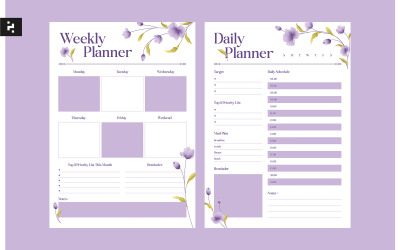 Agenda quotidien hebdomadaire blanc violet