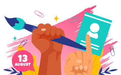 13. Alles Gute zum Linkshändertag. Illustration
