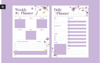 Planificador diario semanal blanco morado