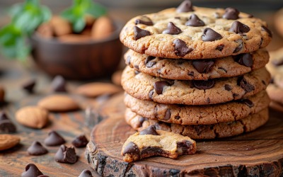 Biscoitos com gotas de chocolate pilha 92