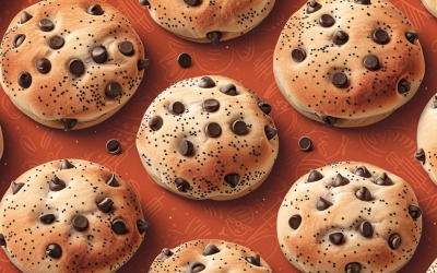 Chocolate chip cookies collage on orange background 75