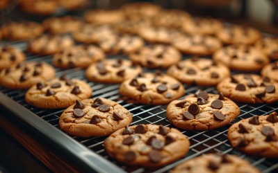 Chocolate chip cookies collage on oven 72