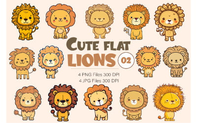 Cute flat lions 02. TShirt Sticker.