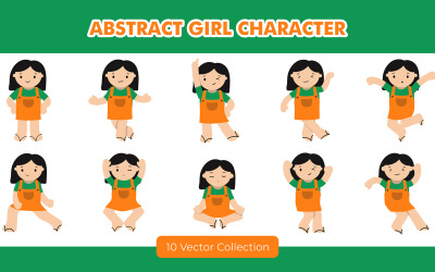 Abstrakt flicka tecken Illustration Set
