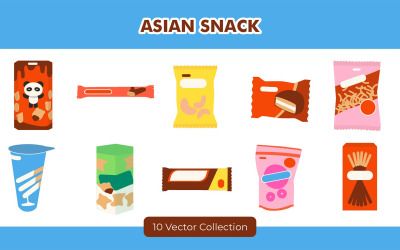 Aziatische Snack Illustratie Set