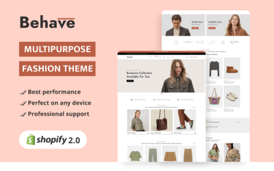 Behave - Mode et accessoires Thème réactif polyvalent Shopify 2.0 de haut niveau