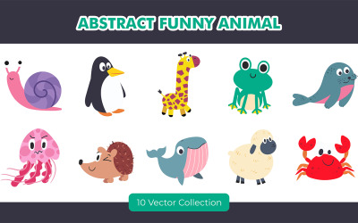Conjunto de elementos animales divertidos abstractos