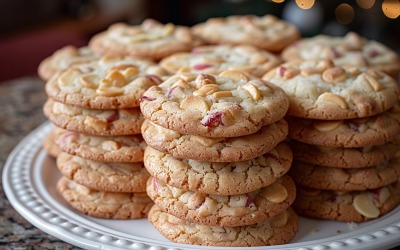 Cookies with chocolate chips Heap on a plate 126
