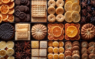 Different Chocolate chip cookies collage in box 119