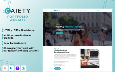 Gaiety Çok Sayfalı Portföy Web Sitesi Şablonu
