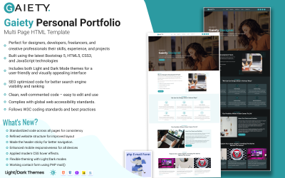 Gaiety – Responsive Portfolio-Website-Vorlage mit mehreren Seiten