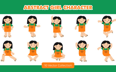 Набор абстрактных иллюстраций персонажей девушек