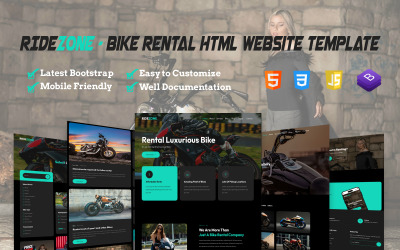 RideZone - Modello di sito Web HTML reattivo per noleggio biciclette