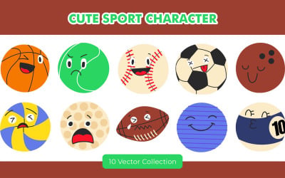 Set di illustrazioni di caratteri sportivi carini