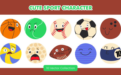 Симпатичный набор иллюстраций спортивных персонажей