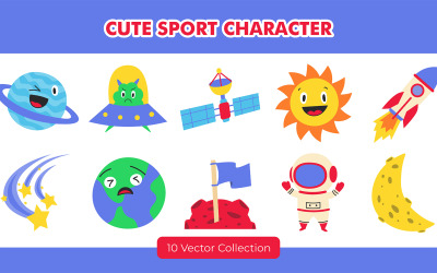 Söt utrymme Illustration Set