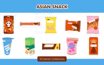 Zestaw ilustracji azjatyckich przekąsek