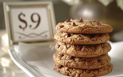 Biscoitos com gotas de chocolate Pilha na bandeja 180