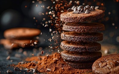Galletas flotantes con chispas de chocolate apiladas 151