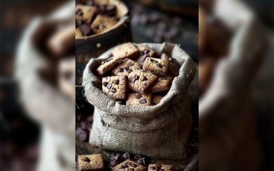 Chocolate chips cookies in brown sack 06