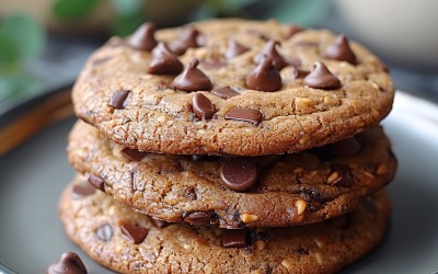 Cookies with chocolate chips Heap on a plate 249