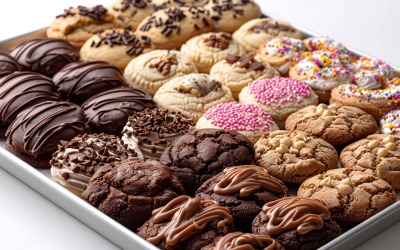 Different Chocolate chip cookies collage in box 264
