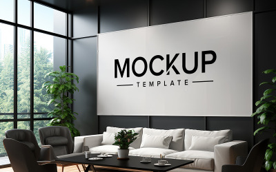 Mockup con logo nero sul muro bianco con finestra Mockup con logo nero sul muro dell&amp;#39;ufficio