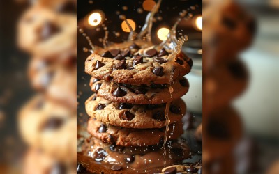 Chocolate chip cookies with milk splashes 77