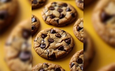 Colagem de biscoitos de chocolate em fundo amarelo 65