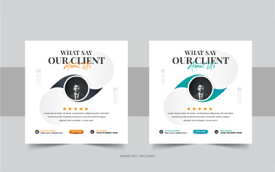 Customer feedback or client testimonial social media post design layout