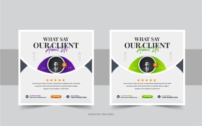 Customer feedback or client testimonial social media post template layout