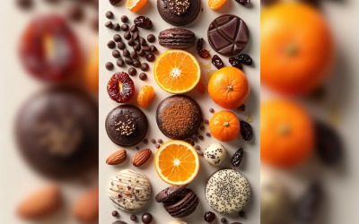 Different Chocolate chip cookies collage with oranges 112