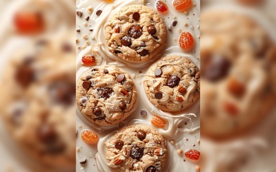 Floating Chocolate chip cookies stacked 103