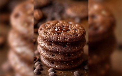 Floating Chocolate chip cookies stacked 108