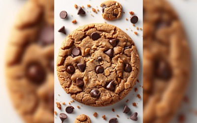 Floating Chocolate chip cookies stacked 123