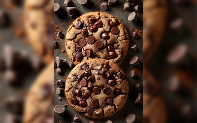 Floating Chocolate chip cookies stacked 73