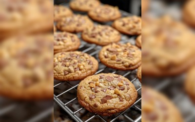 Olika Chocolate chip cookies collage på ugn 90