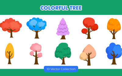 Colorful Tree Illustration Set