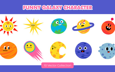 Grappige Galaxy karakter illustratie set