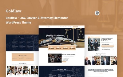 Motyw WordPress dotyczący prawa Goldlaw, prawnika i prawnika Elementor