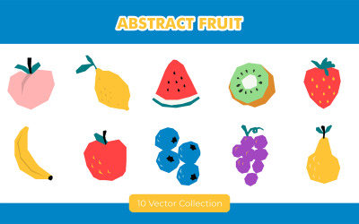 Zestaw ilustracji abstrakcyjnych owoców