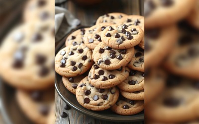 Biscoitos com gotas de chocolate empilhados em um prato 163