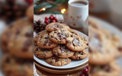 Biscotti con gocce di cioccolato Ammassare su un piatto 164