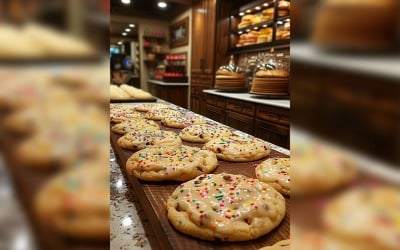 Chocolate chip cookies collage on wooden tray 166