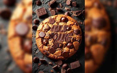 Floating Chocolate chip cookies stacked 127