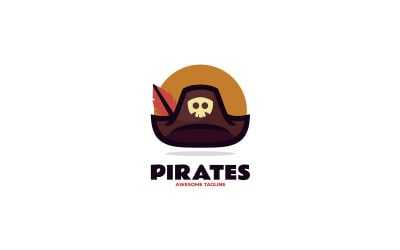 Logo de mascotte simple chapeau de pirates