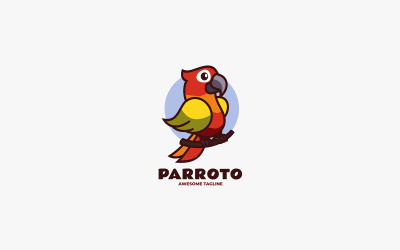 Papağan Basit Maskot Logosu 4