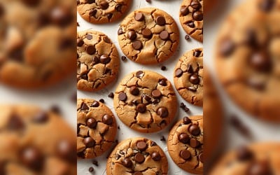 Chocolate chip cookies collage on white background 221