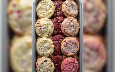 Colagem diferente de biscoitos de chocolate em uma bandeja 220
