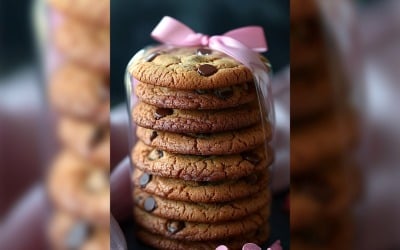 Cookies and chocolate chips heap with ribbon 197